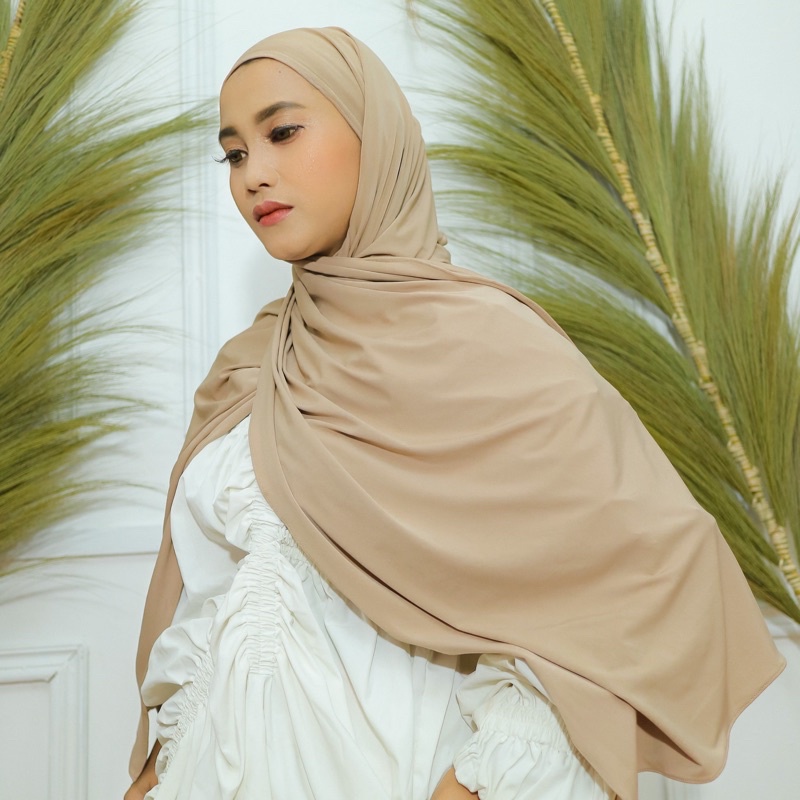 JERSEY PREMIUM IMPORT PASHMINA HANA 180x75/ 180cmx75cm/ Soft /Malaysia / Hijab No segitiga/No Kaos-Khaki