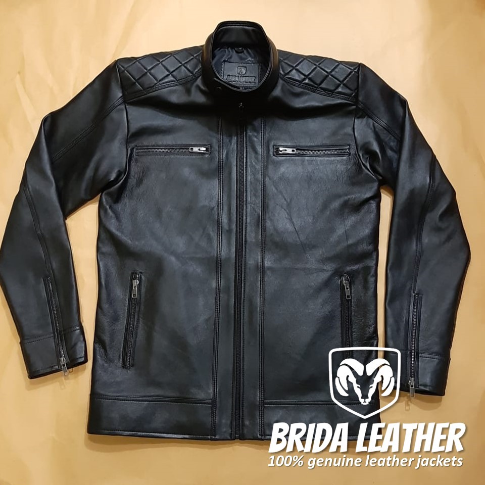 Jaket Kulit Domba Super Asli Garut Coklat Model Pria Laki Bikers GARANSI ke Aslian Kulit