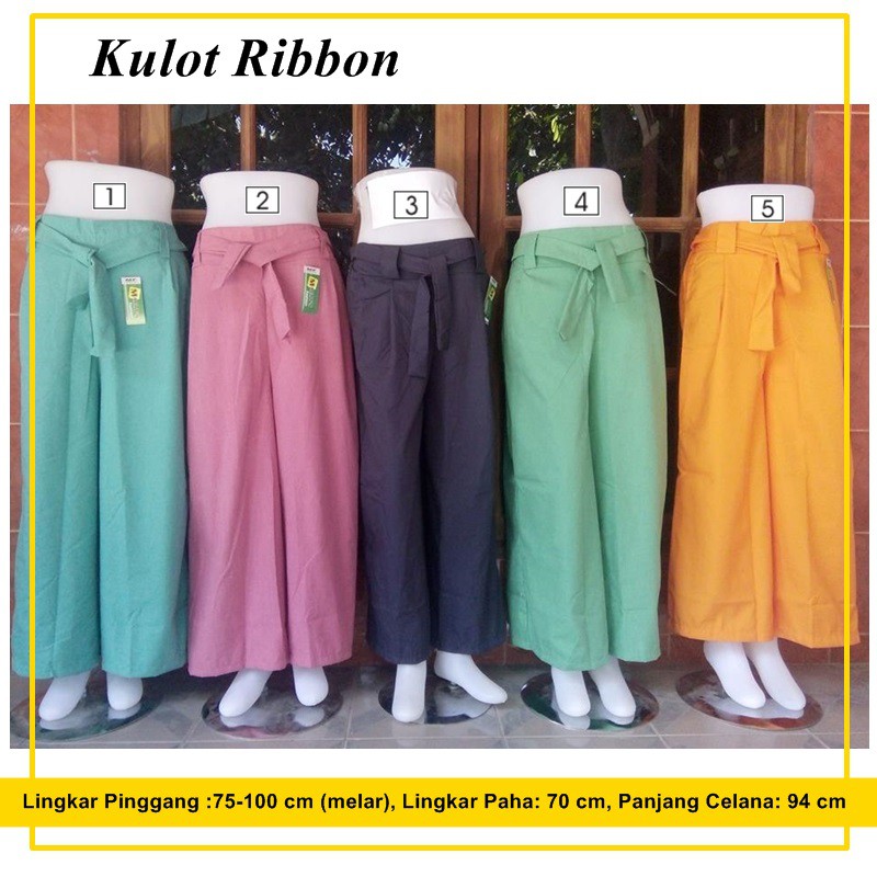  Celana  Kulot  Ribbon Cantik Kekinian