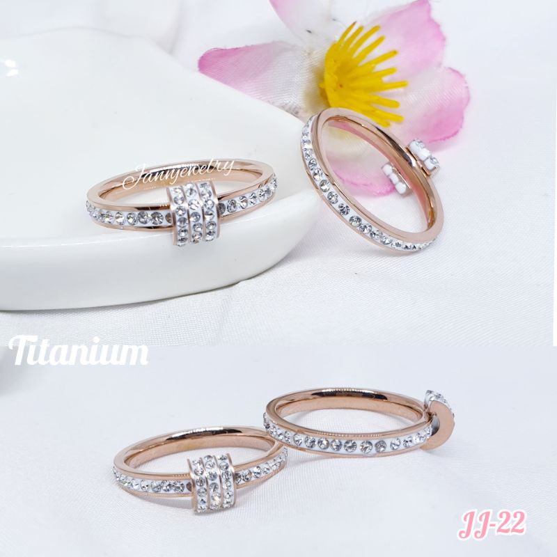 Cincin titanium import full permata anti karat JJ-22