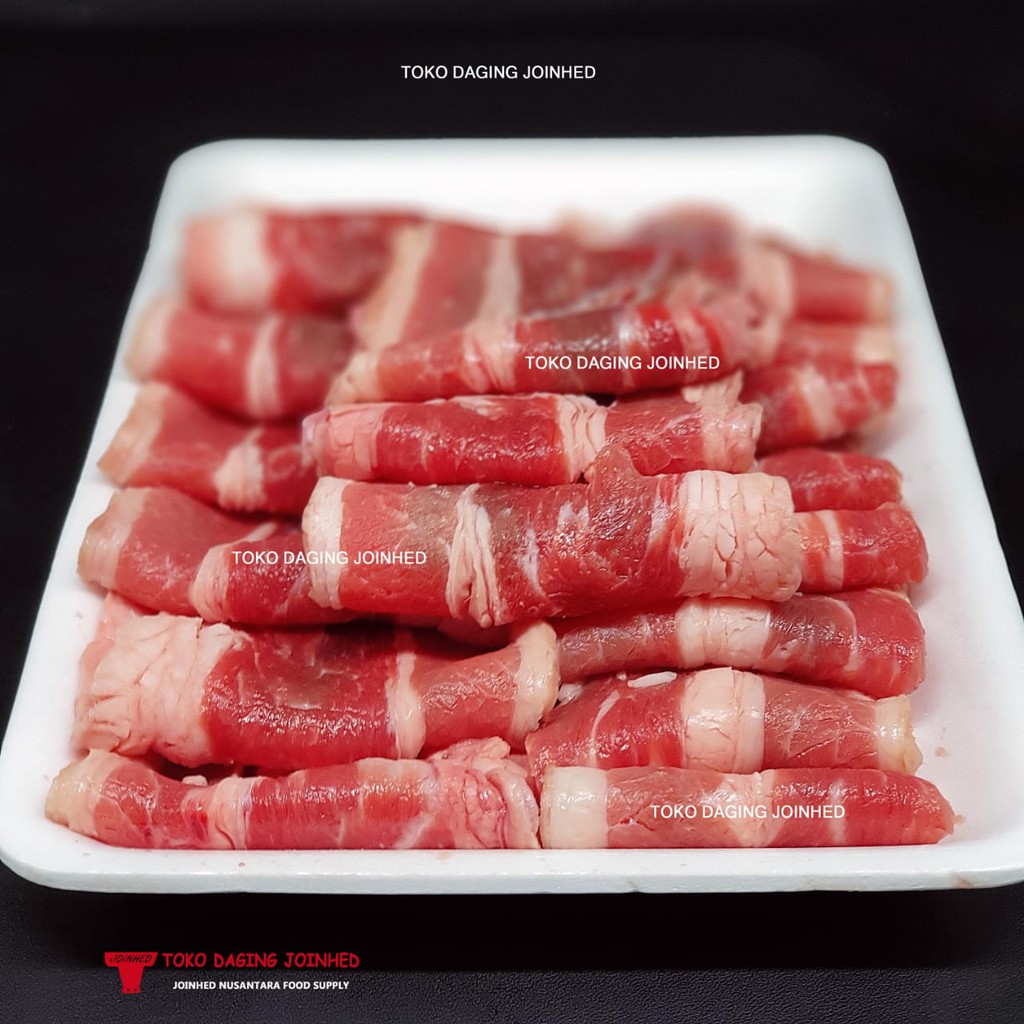 DAGING SHABU SHABU SPESIAL USA SHORTPLATE SLICED BEEF / YOSHINOYA IRIS TIPIS SEGAR FRESH 500GR HALAL