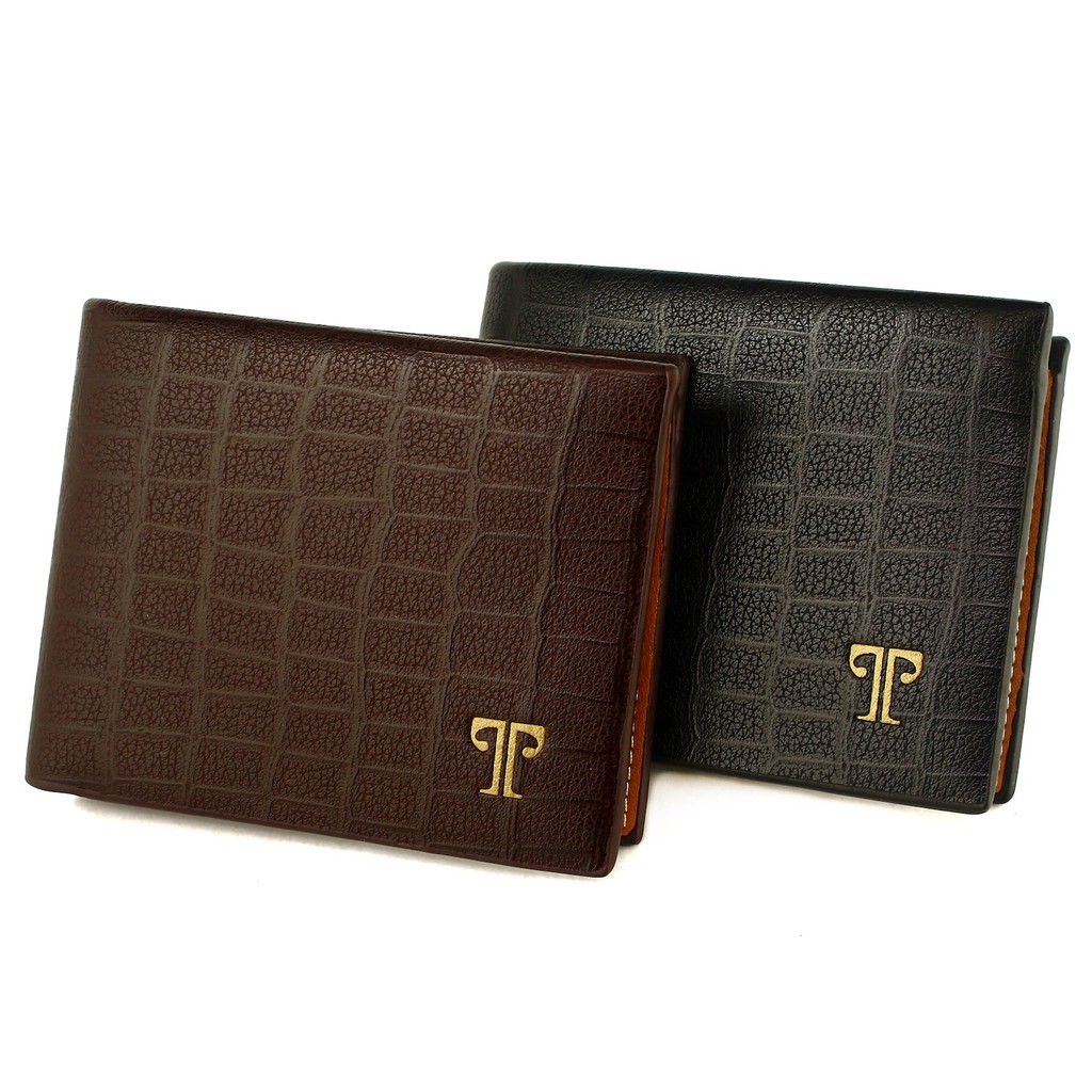 TOKOKOE - Dompet Pria Bahan Kulit Vegan Original - Troy Croco CR Series Black Coffee