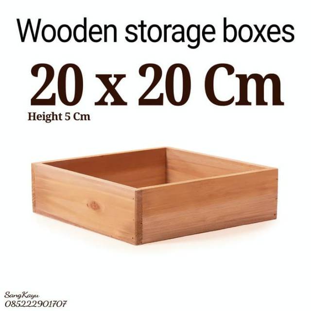 Storage Wooden box 20x20x5 Cm Kotak kayu tempat penyimpanan seserahan