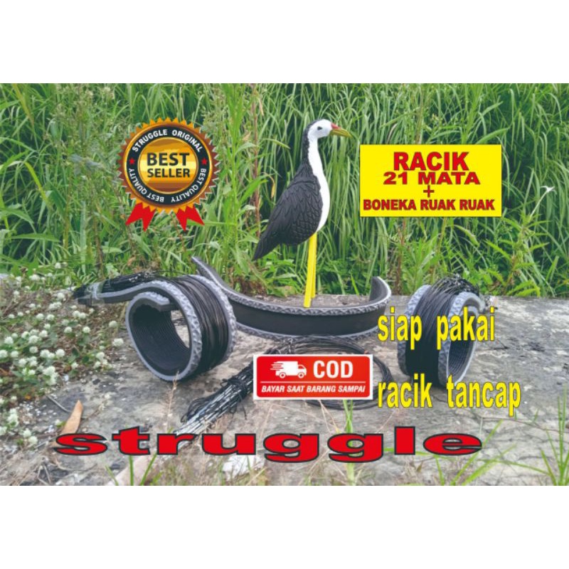 (STRUGGLE)PAKET KUMPLIT JERAT RACIK TANCAP BURUNG RUAK RUAK 21 + PATUNG +LONCENG