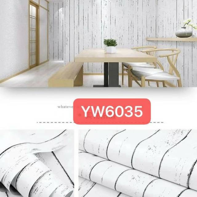 Wallpaper Stiker Dinding  Motif Kayu  Putih  Size 45cm x 10m 