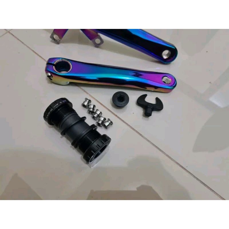 Crank Arm Litepro HT2 edisi rainbow hollowtech II pelangi limited hollow sepeda lipat seli roadbike balap