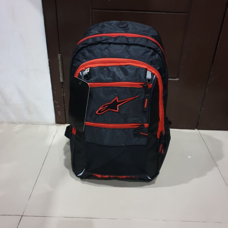 Tas Ransel Alpin Hitam Merah Logo Merah