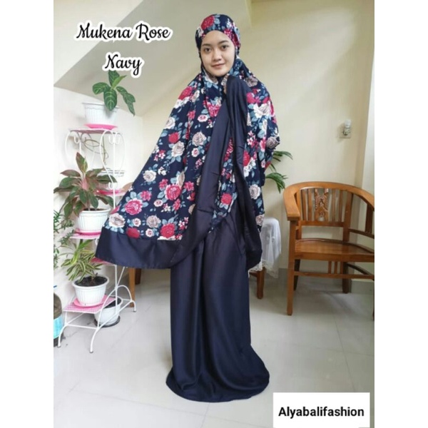 mukena dewasa jumbo rempel motif bunga mawar
