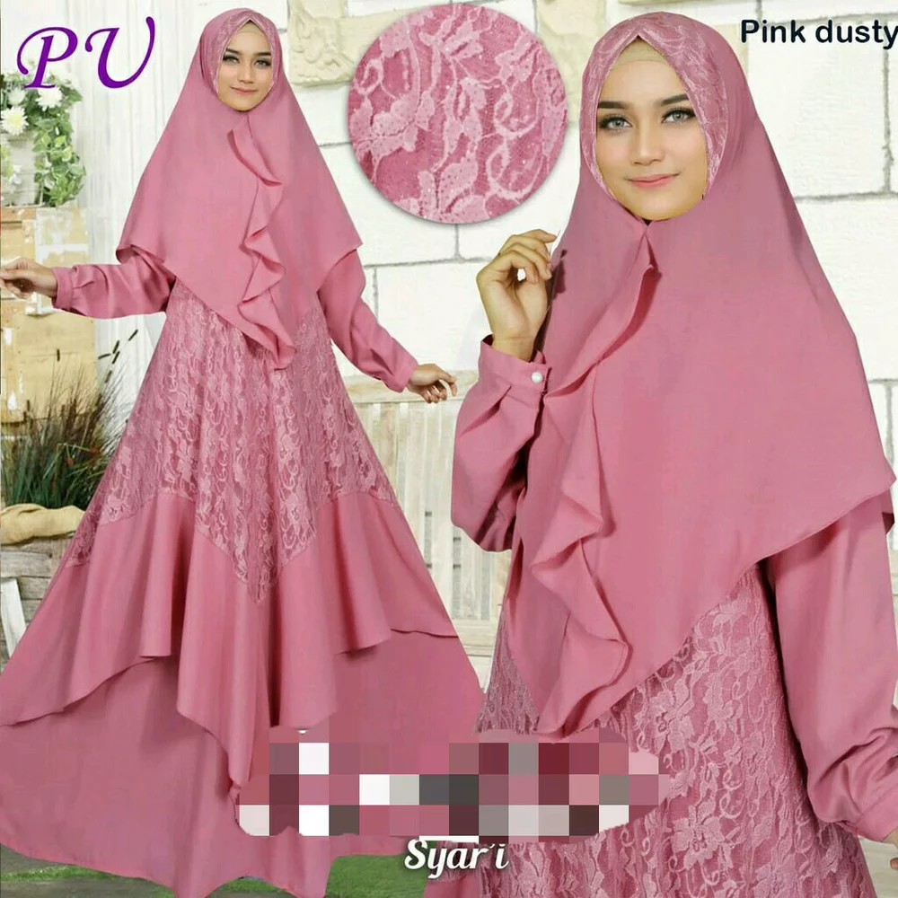 *PROMO* BAJU MUSLIM WANITA GAMIS PESTA ANNISA CREPE BRUKAT BROKAT SYARI JUMBO BIG SIZE ORI BL