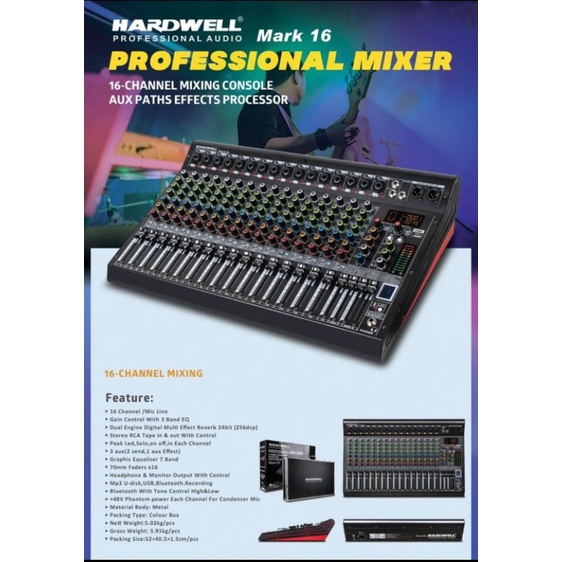 mixer audio hardwell mark16 mark 16 16CH usb bluetooth original