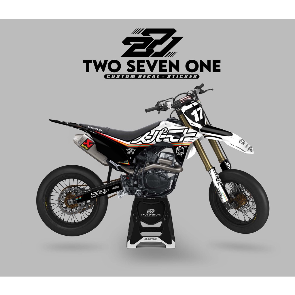 DECAL CRF SUPER GLOSSY PREMIUM - FULL BODY CUSTOM VARIASI PUTIH HITAM TULISAN JEPANG