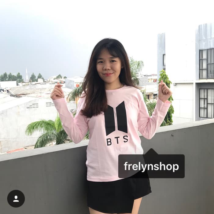 Kaos Longsleeve Warna / Grosir Kaos Lengan Panjang  New Bts Army Pink