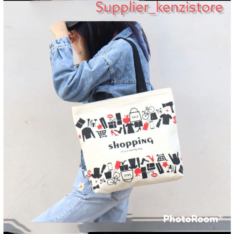 BISA [COD] [GRAB] TOTEBAG BIG varian sablon/Tas Tote cewek cantik kekinian Modern termurah