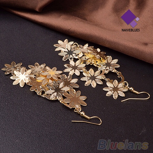 Anting Menjuntai Bentuk Snowflakes Multilayer Bahan Alloy Gaya Vintage Untuk Wanita