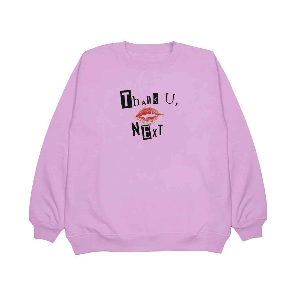 Sweater Wanita Crewneck ( Thank u Next ) Sweatshirt Bahan Fleece Tebal High Quality