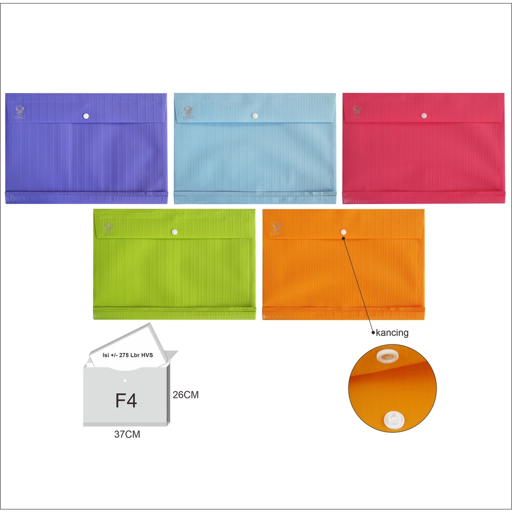 

Data Bag Map Plastik Kancing Folio F4 Isi 6pcs Eagle Files