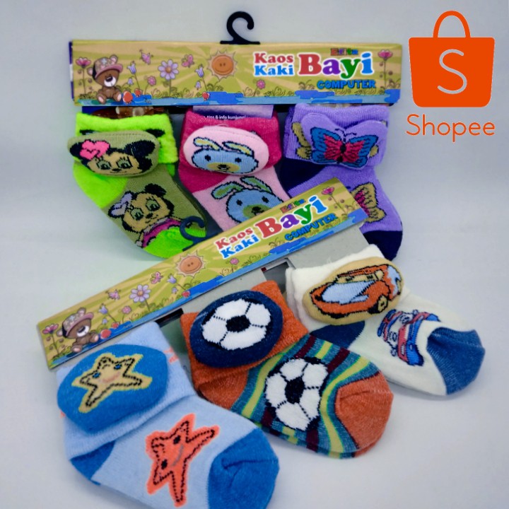 ( 3 PASANG ) KAOS KAKI BAYI LAKI LAKI DAN PEREMPUAN IMPORT / PAKAIAN BAYI