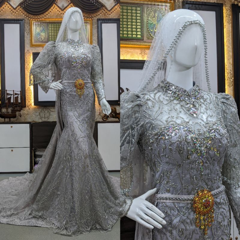 GAUN PENGANTIN SLIM BEREKOR//GAUN WEDDING FULL PAYET MEWAH//GAUN