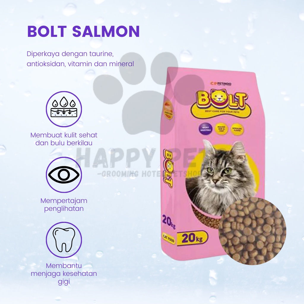 Makanan Kucing Merek Bolt 1kg repack murah --800gram