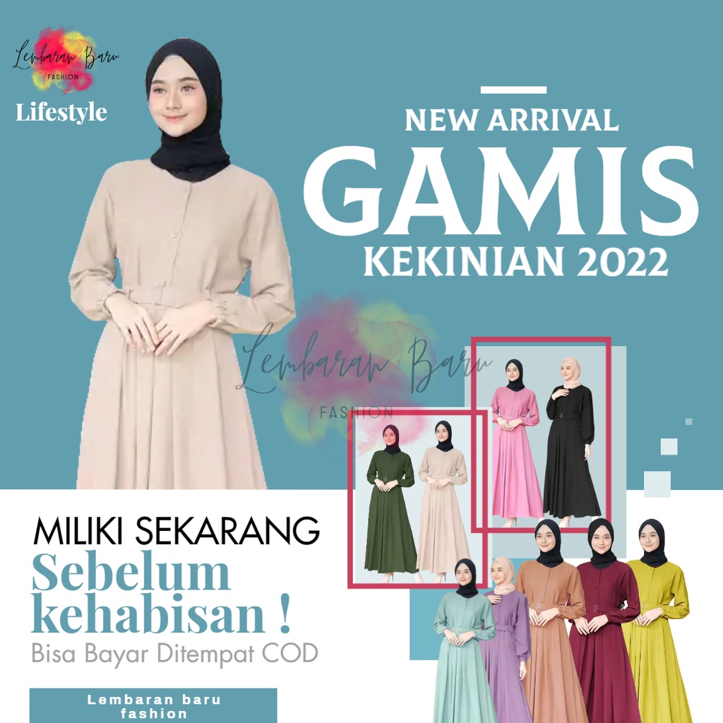 Baju Gamis Wanita remaja terbaru 2021 2022 polos long dress muslim muslimah premium 003