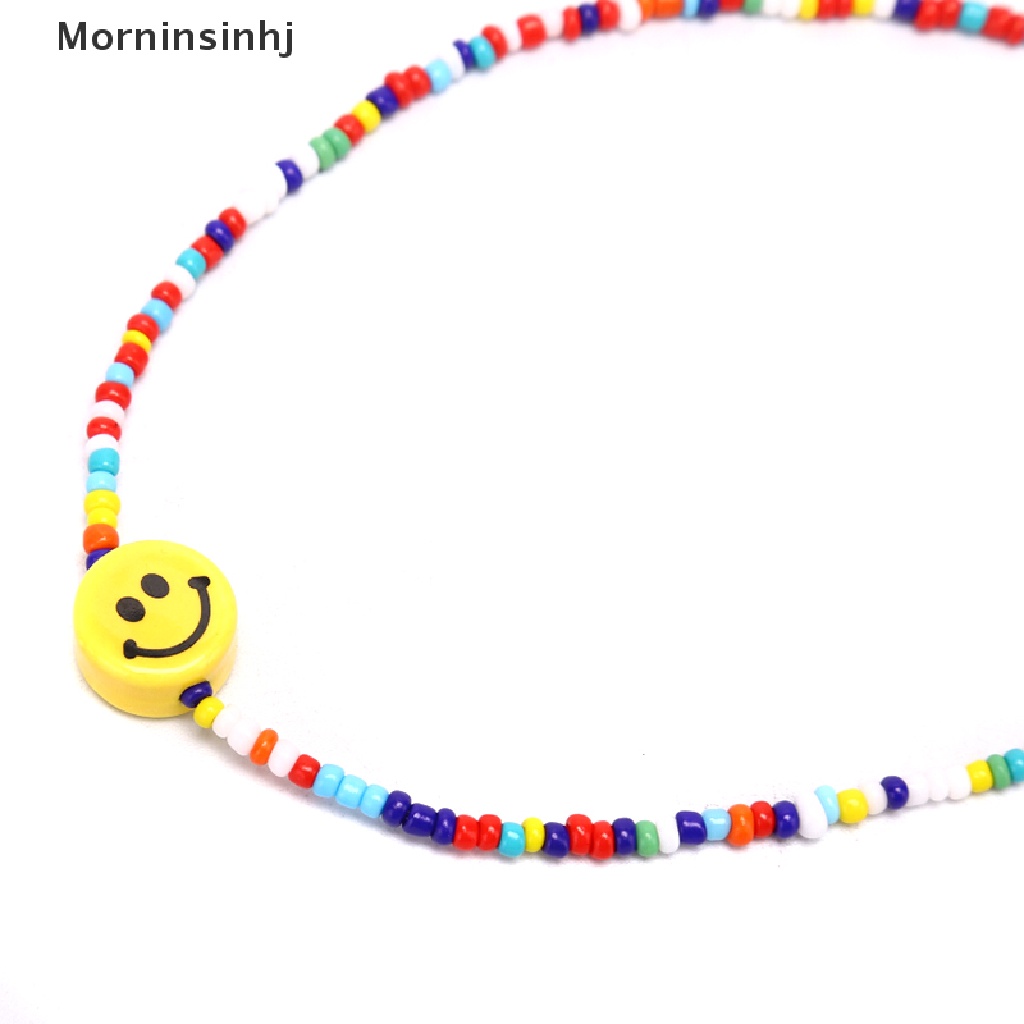 Mornin Bohemia Manik-Manik Warna-Warni Wajah Senyum Liontin Choker Kalung Klavikula Perhiasan Hadiah id