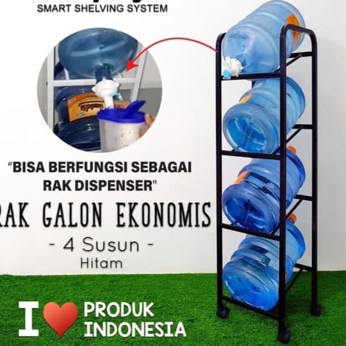 JUAL RAK SUSUN GALON 4 SUSUN HITAM. EKONOMIS.