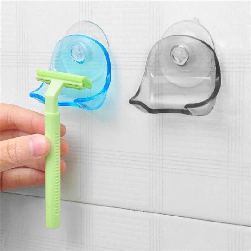 Holder Penyimpanan Pisau Cukur Sikat Gigi Bahan Plastik 2 Warna Tahan Air Multifungsi Dengan Suction Cup