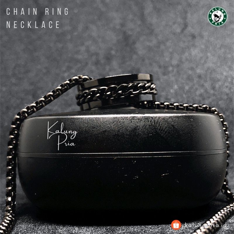 BEST SELLER Kalung cincin rantai full hitam bahan titanium