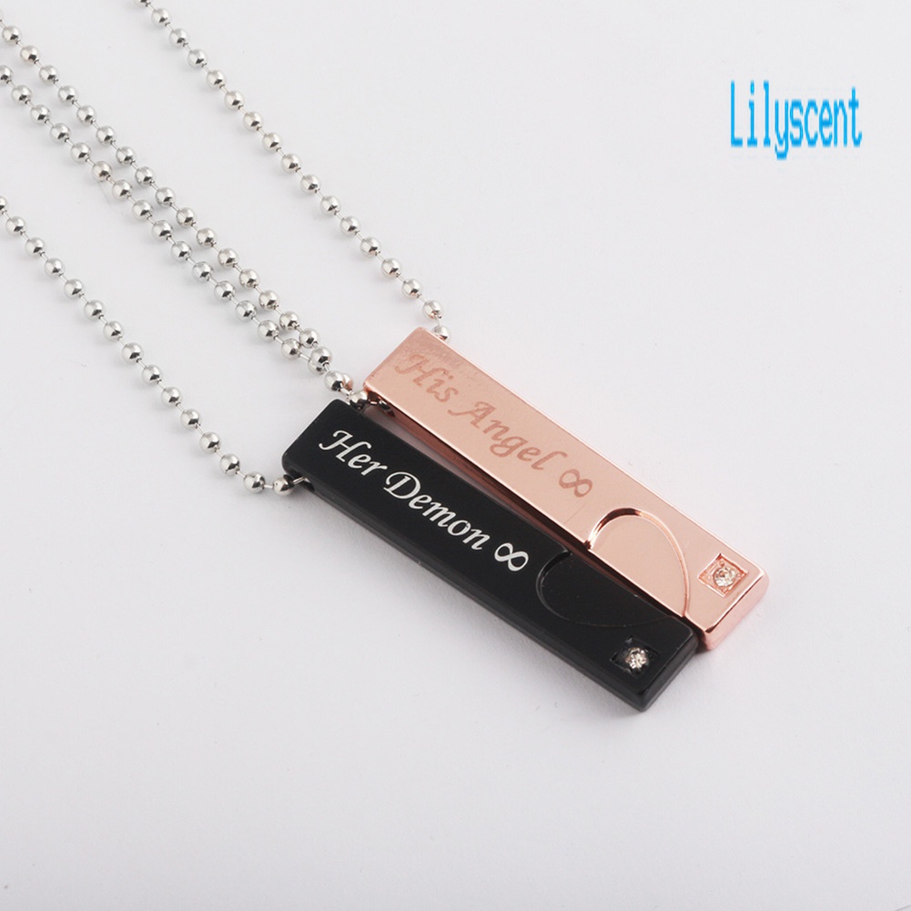 Kalung Berlian Imitasi Model Dog Tag His / Her Untuk Hadiah Valentine