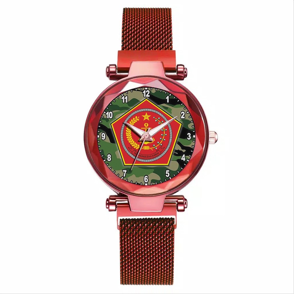 Jam Tangan Wanita Custom - LOGO TNI MOTIF 1 Free Box &amp; Batre Cadangan