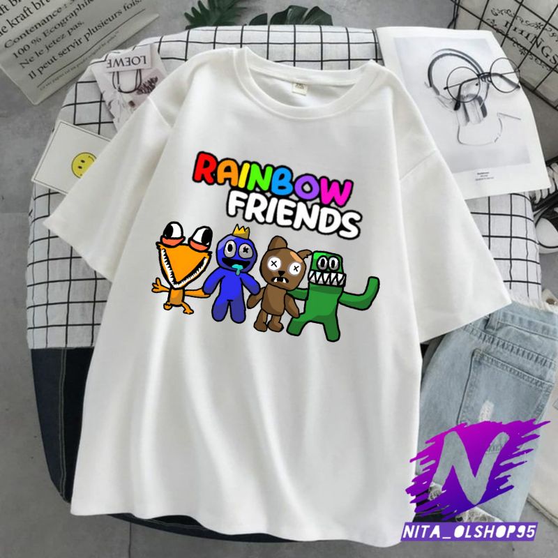 kaos anak rainbow friends baju anak lucu kartun animasi rainbow friends terbaru