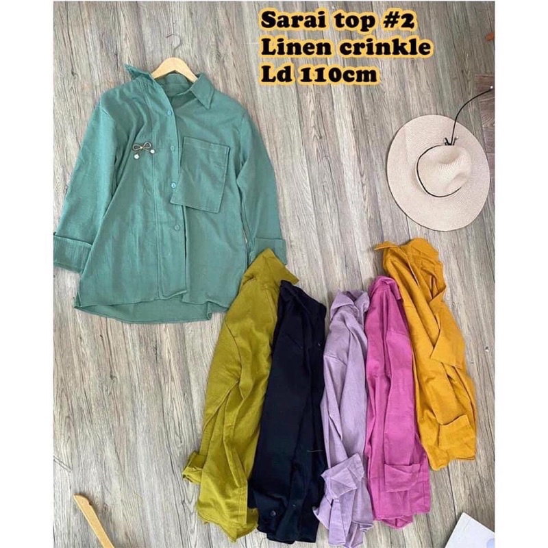 blouse top sarai linen crinkle