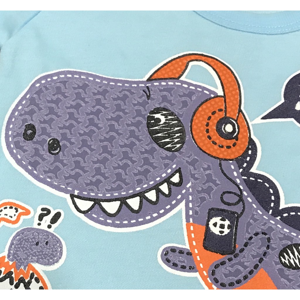 BAYIe - Setelan Kaos Oblong Anak/Bayi Lengan PENDEK Motif DINO ED-RI-CA umur 3 - 18 bulan