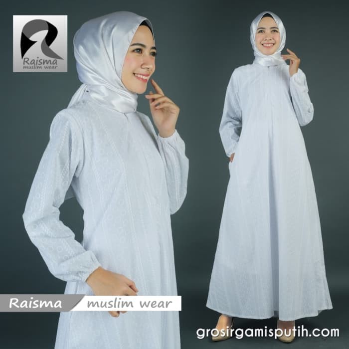 Gamis Putih GAMIS PUTIH KLOK BAHAN KATUN JEPANG MOTIF Terbaru Murah