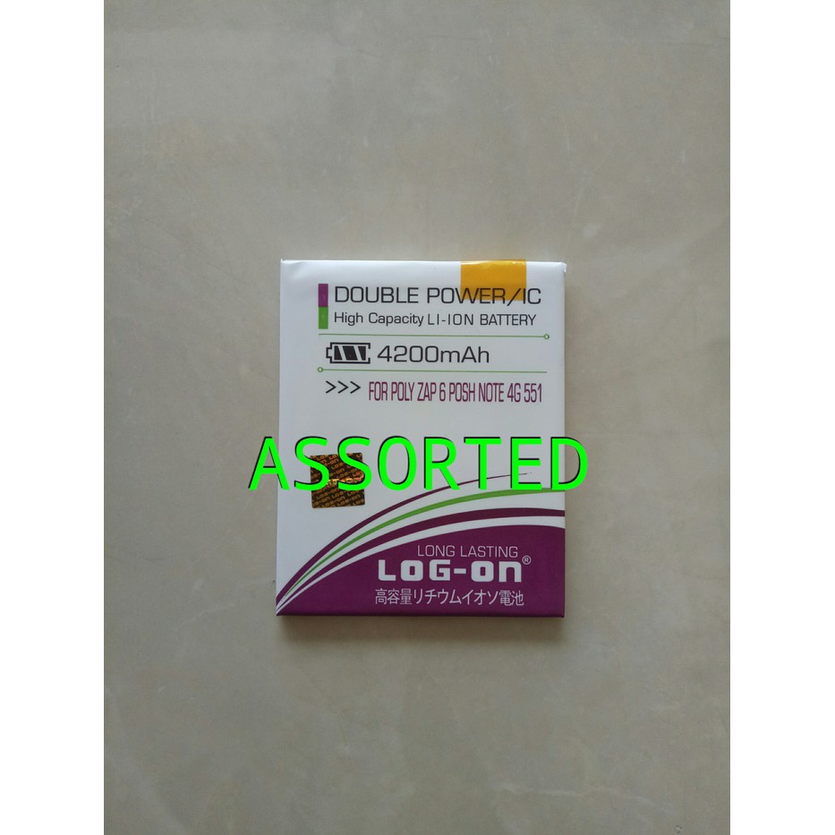 BATERAI LOG ON DOUBLE POWER POLYTRON ZAP 6 POSH NOTE 4G 551(PL-8AB)