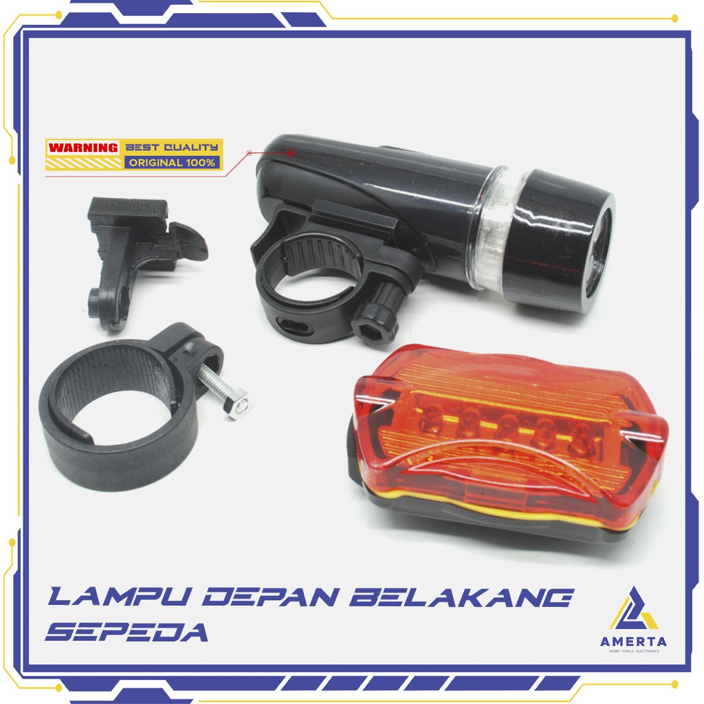 Powerbeam Lampu Depan Sepeda 5 LED &amp; Lampu Belakang - HB-618