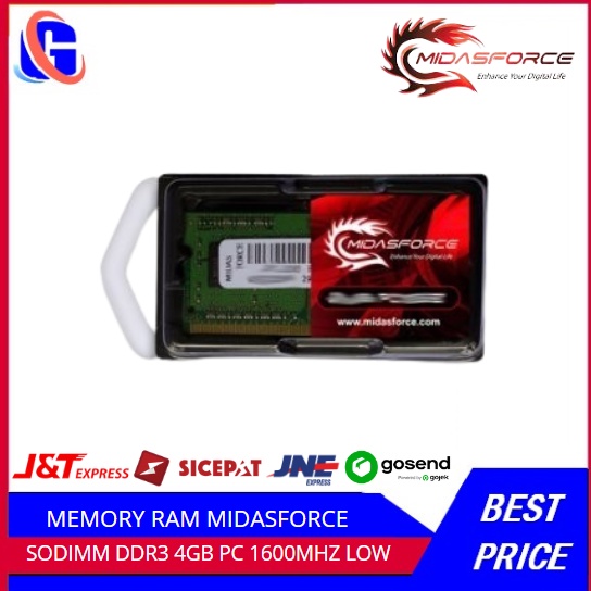 MEMORY RAM MIDASFORCE SODIMM DDR3 4GB PC12800 LV 1600MHZ LOW