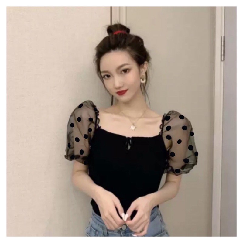 Blouse Wanita Rajut Korea Import Hitam
