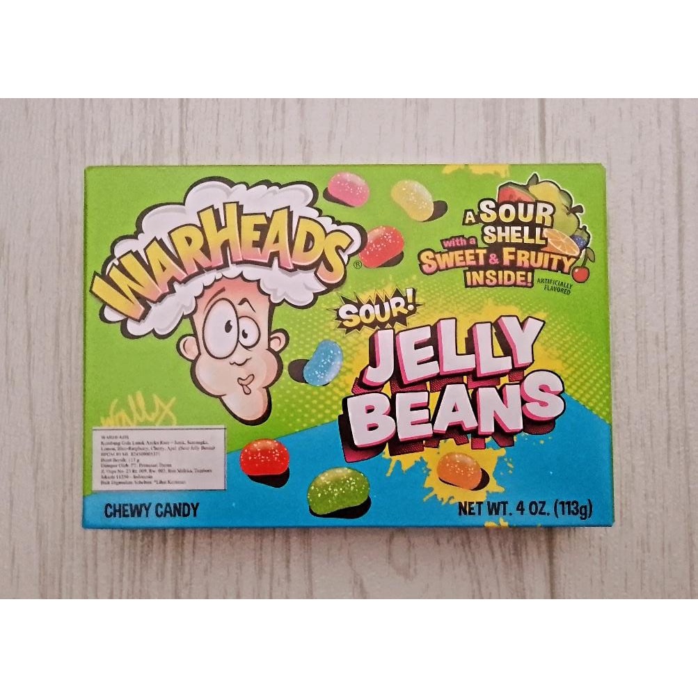 Warheads sour jelly beans 4 oz  ( 113 gr )