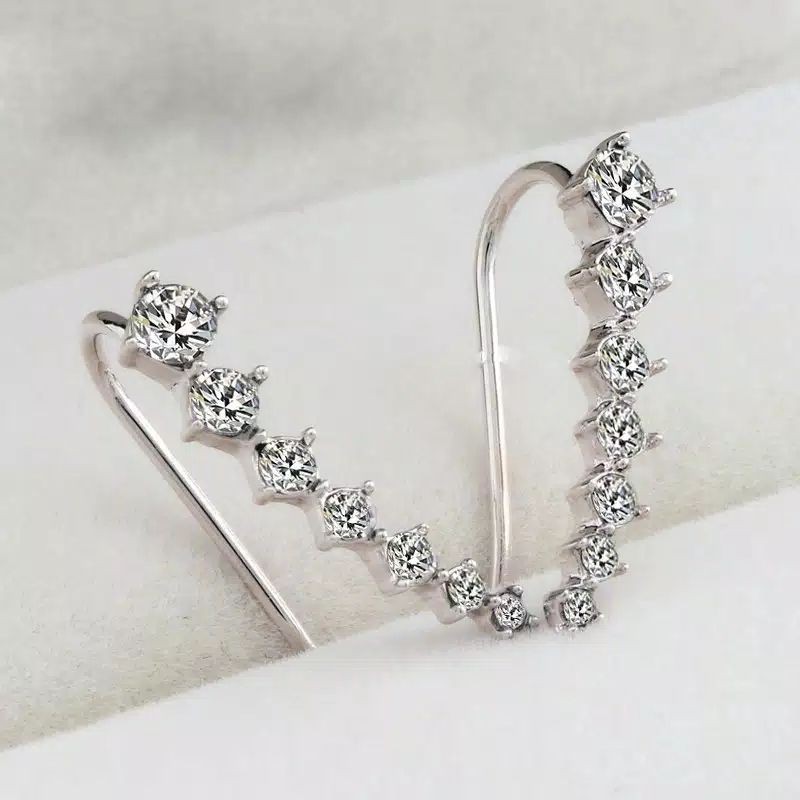 FerenHongXia 1 pasang anting pejantan korea baru chic lady wanita kristal anting ear hook