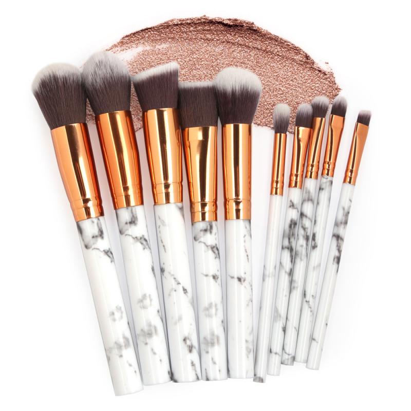 Kuas Brush Make Up 10 Set Marble Exclusive  Makeup Brushes Set Foundation Concealer Bronzer Blusher Face Powder Eyeliner Eyeshadow Lips Eyebrow Brush Makeup Tools 10PCS Marble Makeup Brushes Tool Set Cosmetic Powder Eye Shadow Foundation Blush Blending