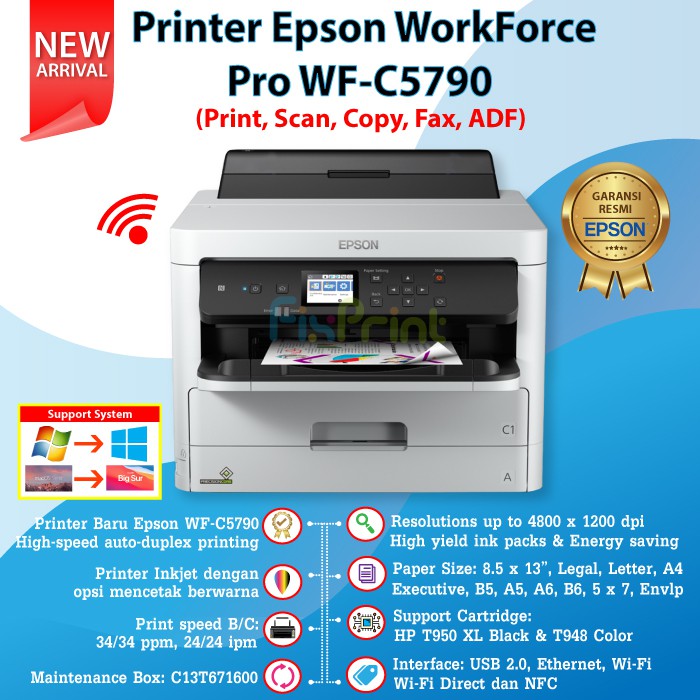 Printer Epson Workforce Pro WF-C5790 WFC5790 WF C5790 Wireless Duplex