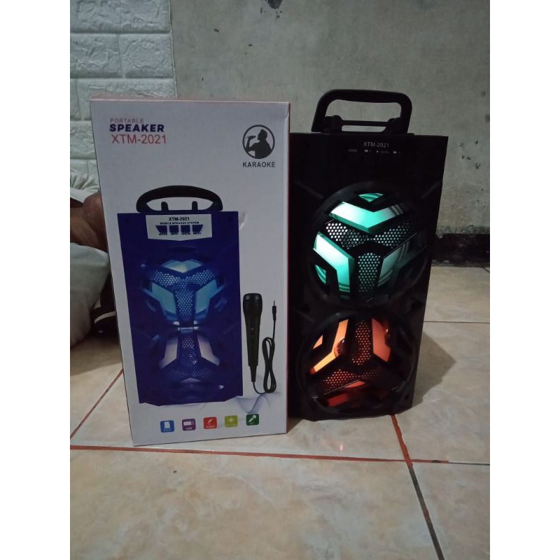speaker bluetooth karaoke version suara mantaf + mic Xtm 2021 speaker portable