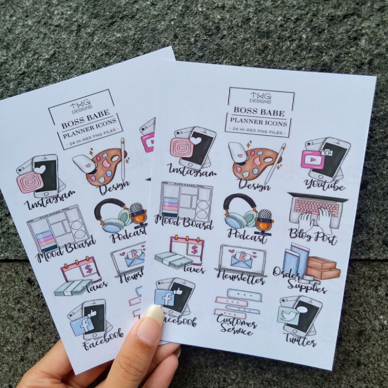 

12pcs Stiker Journal Planner Icon Aesthetic dekorasi lucu