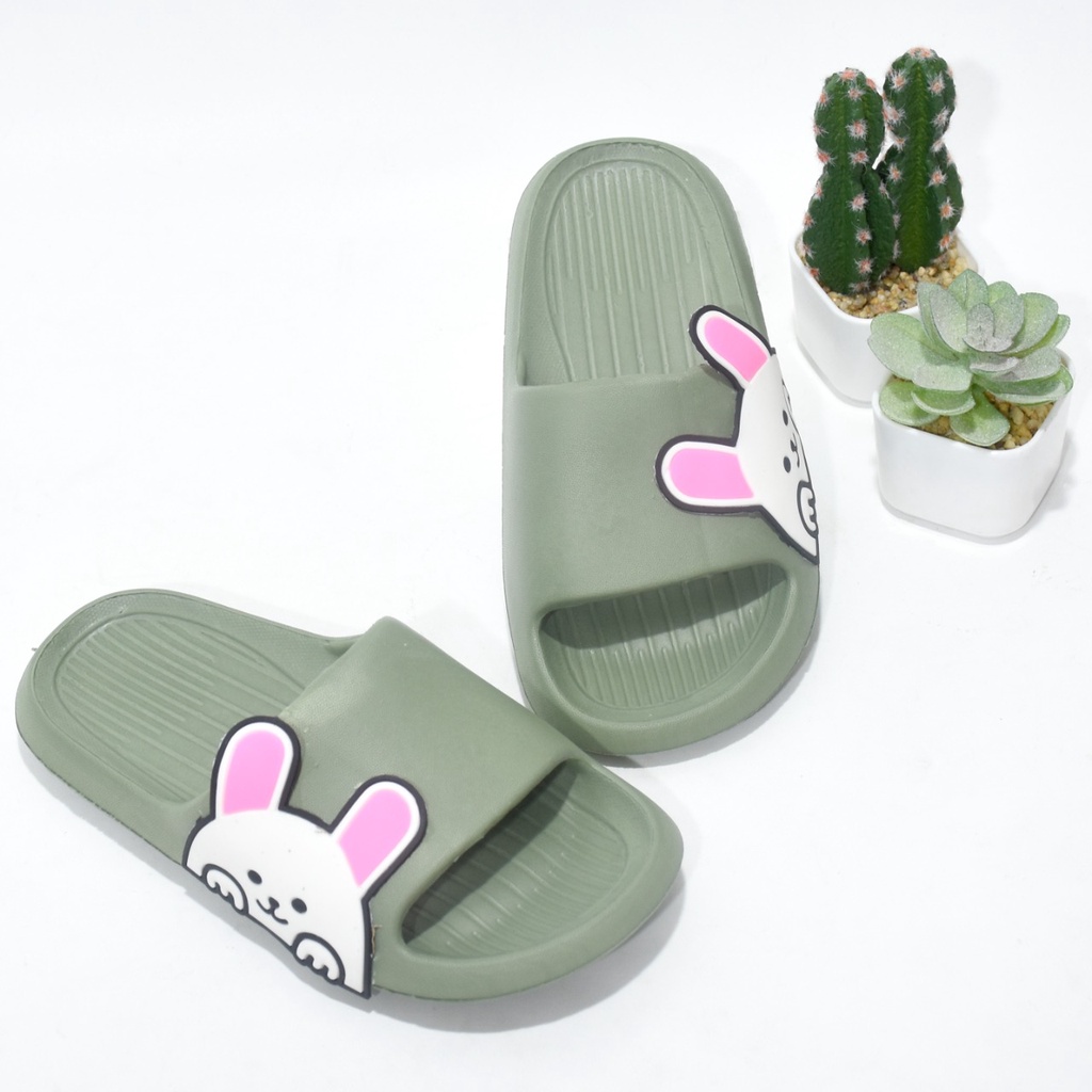 Sandal Selop Wanita Dewasa Dan Anak Bahan Karet Terbaru Motif Kelinci Uk.30-44