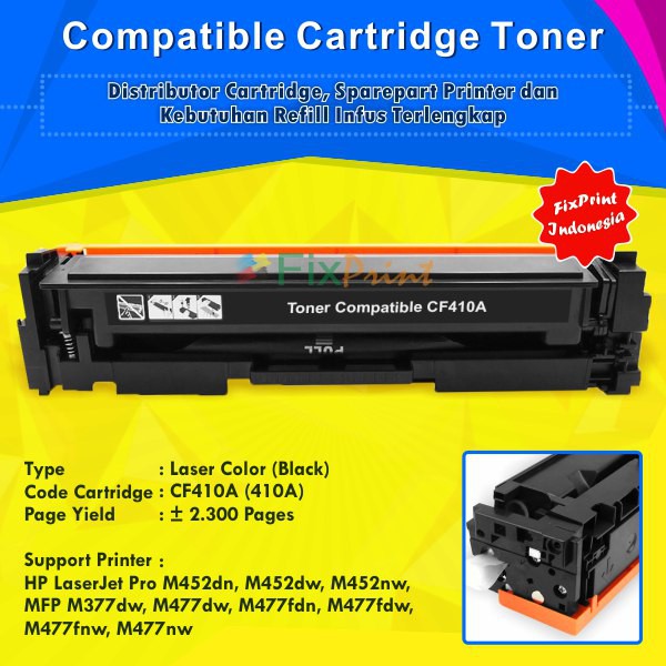 Cartridge Toner Compatible 410A CF410 CF411A CF412A CF413A Printer Laserjet Pro M452dn M477dw M477nw