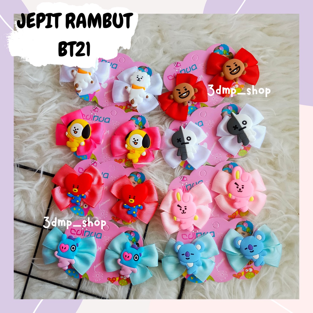 [2pc] Jepit rambut bulu cooky tata rj shooky mang tata chimmy bts bt21