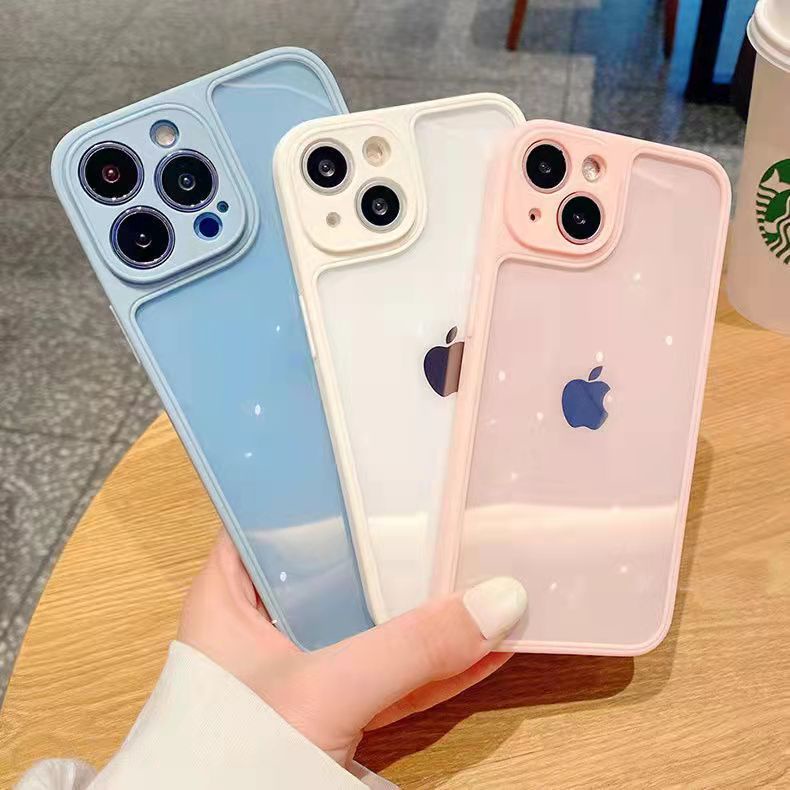 Case Pelindung Warna Macaron Transparan anti Jatuh Untuk iphone 11 12 13 pro max