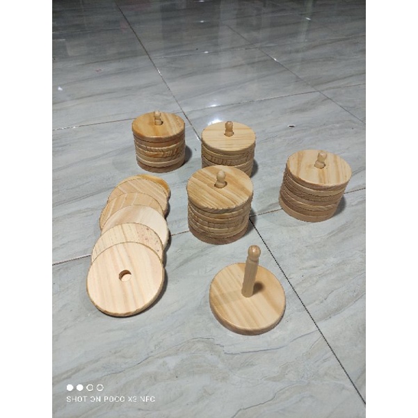 Tatakan Gelas Kayu Set isi 6 / Alas Gelas MODEL DONAT / Coaster Set