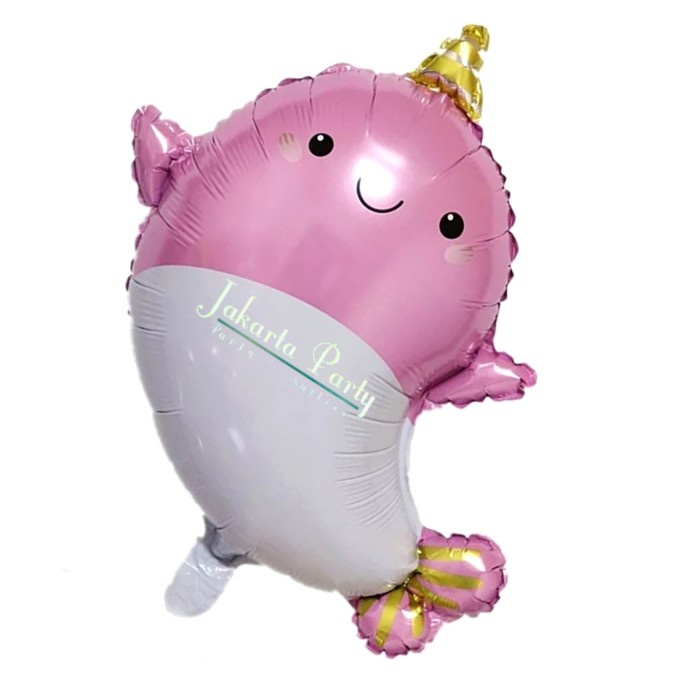 Balon Foil Baby Whale Pink / Balon Foil Binatang / Balon Animal